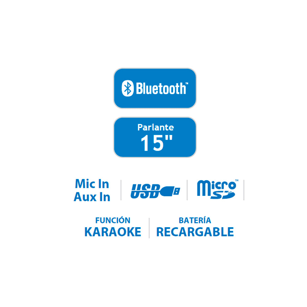 Parlante Karaoke Master G SPBT15 Bluetooth 40W RMS 15 pulg