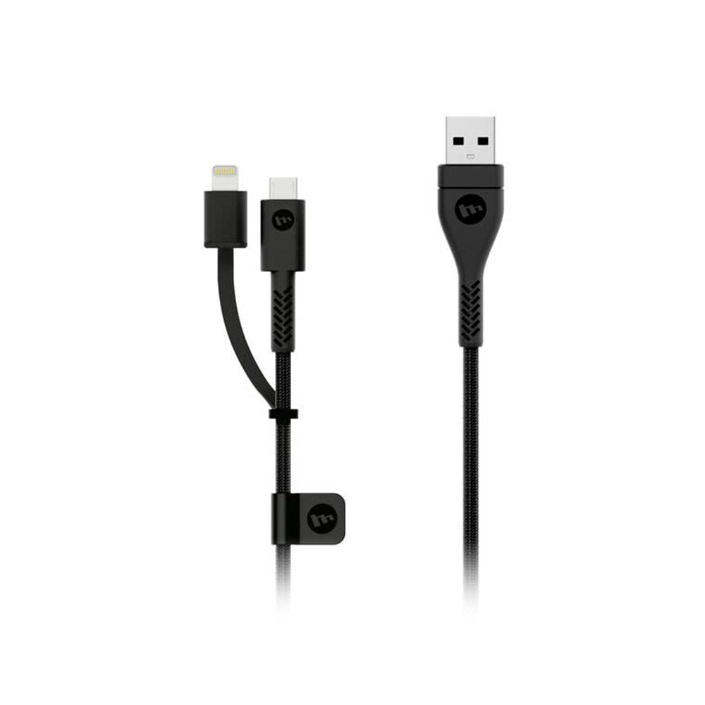 Cable dual Mophie Lightning Micro USB a USB 1.2 Mt Negro