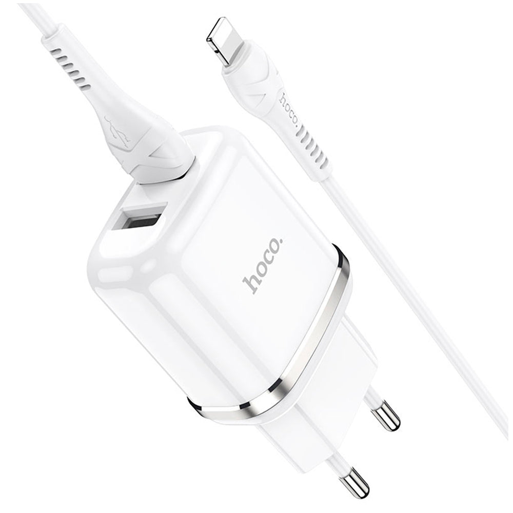 Cargador Hoco N4 2.4A Cable Lightning Doble USB Blanco