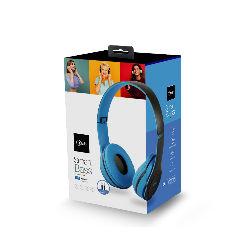 Audifonos Mlab Smart Bass 9067 Bluetooth y Jack 3.5mm Azul