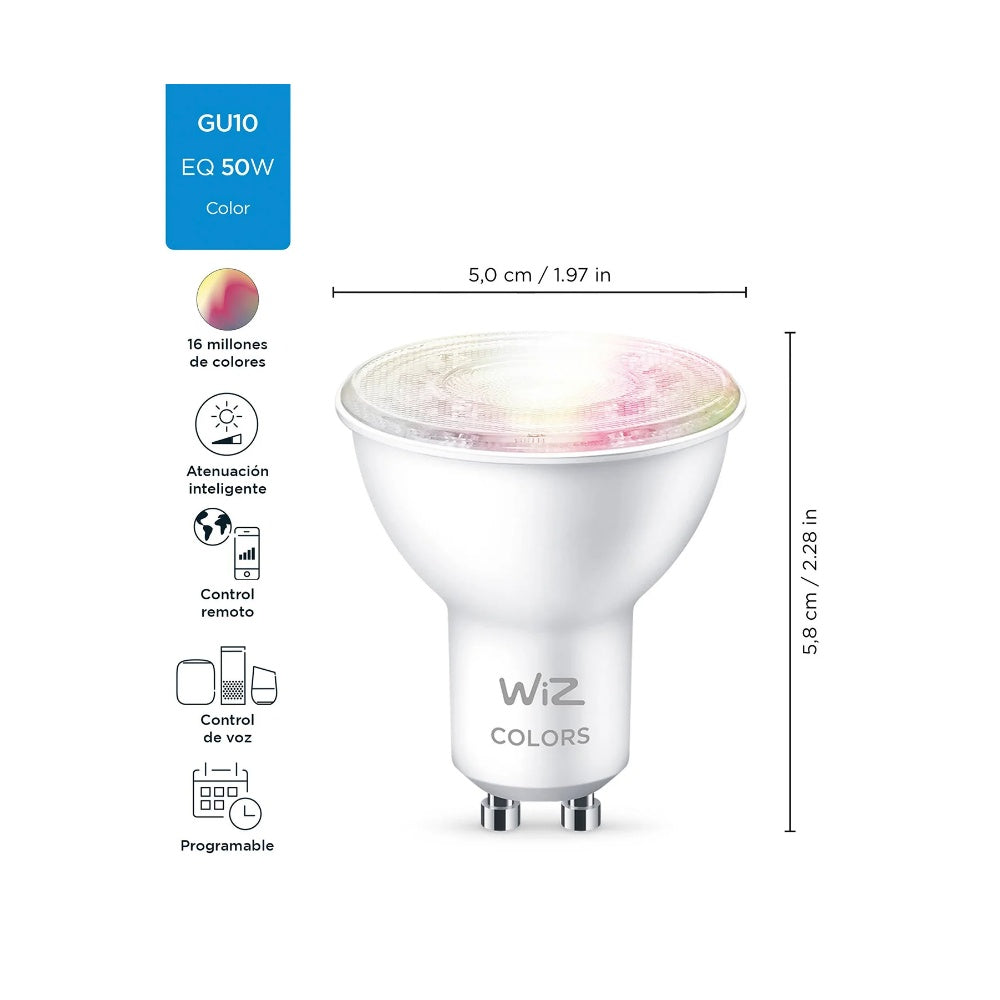 Ampolleta LED inteligente Philips GU10 Wi Fi BLE 4.7W Color