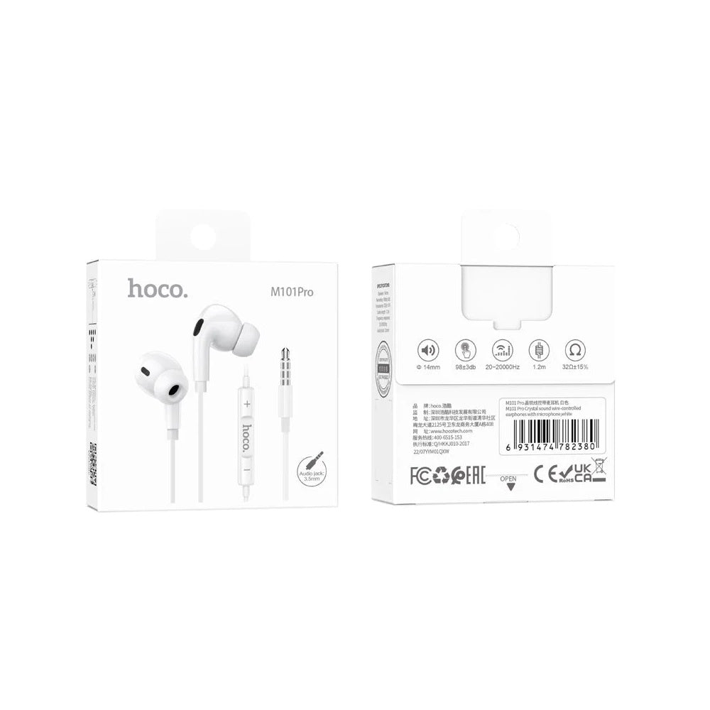 Audifonos Hoco M101 Pro Crystal In Ear Jack 3.5mm Blanco