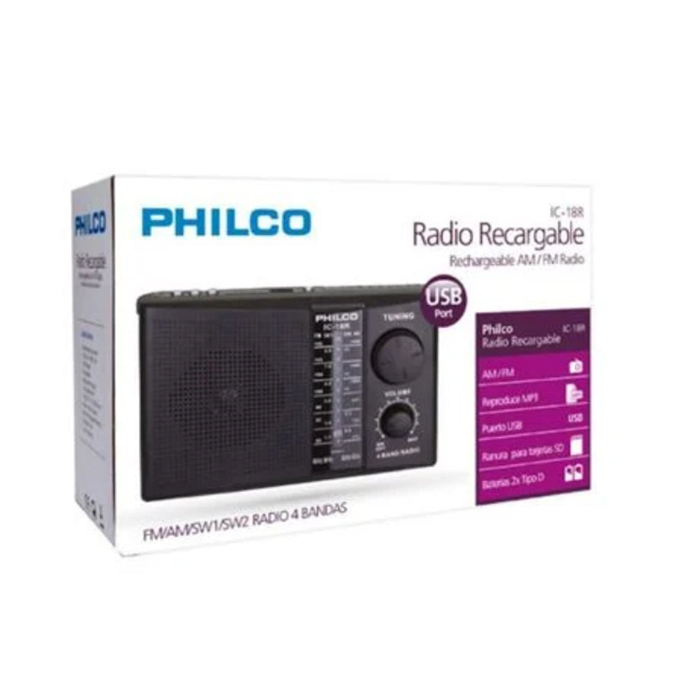 Radio Philco IC 18R Multibandas Recargable FM USB SD