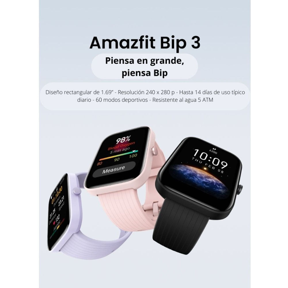 Reloj inteligente Amazfit Bip 3 Bluetooth Negro