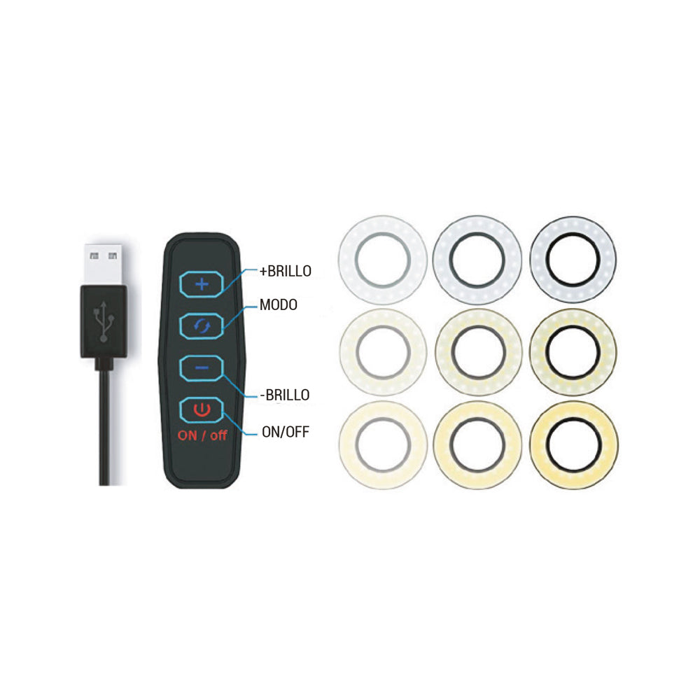 Open Box - Aro de Luz Led MLab Flexible Ring Light USB con Clip 9063