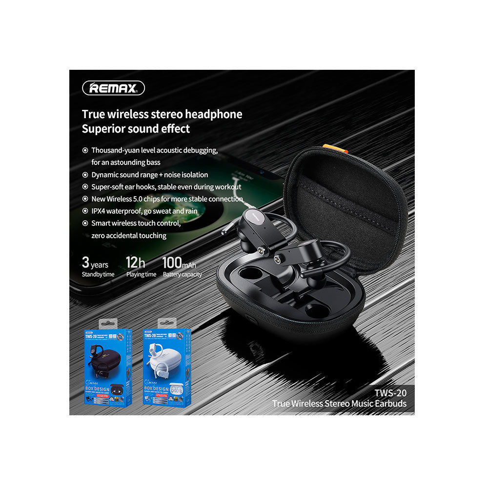 Audífonos Remax TWS-20 Bluetooth Negro