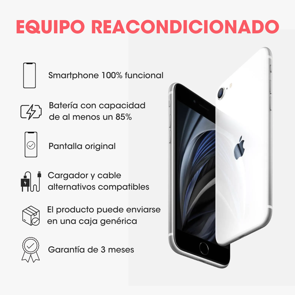 iPhone SE 2da Generacion 64GB Blanco Reacondicionado