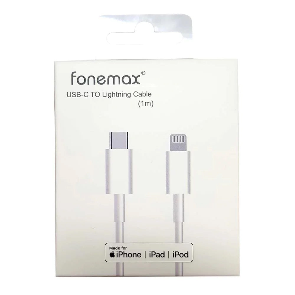 Cable Fonemax USB C PD a Lightning MFI 1.2m Blanco