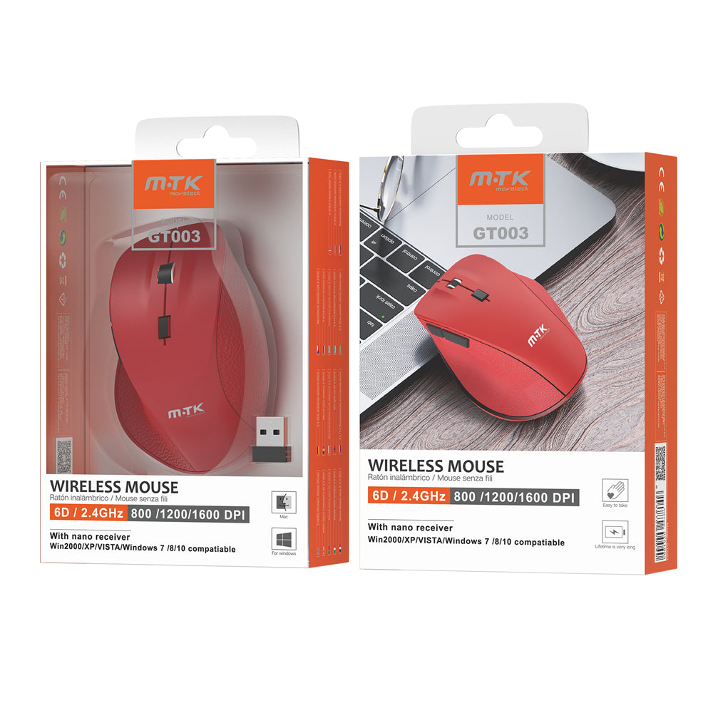 Mouse Inalambrico One Plus Gt003 Rojo