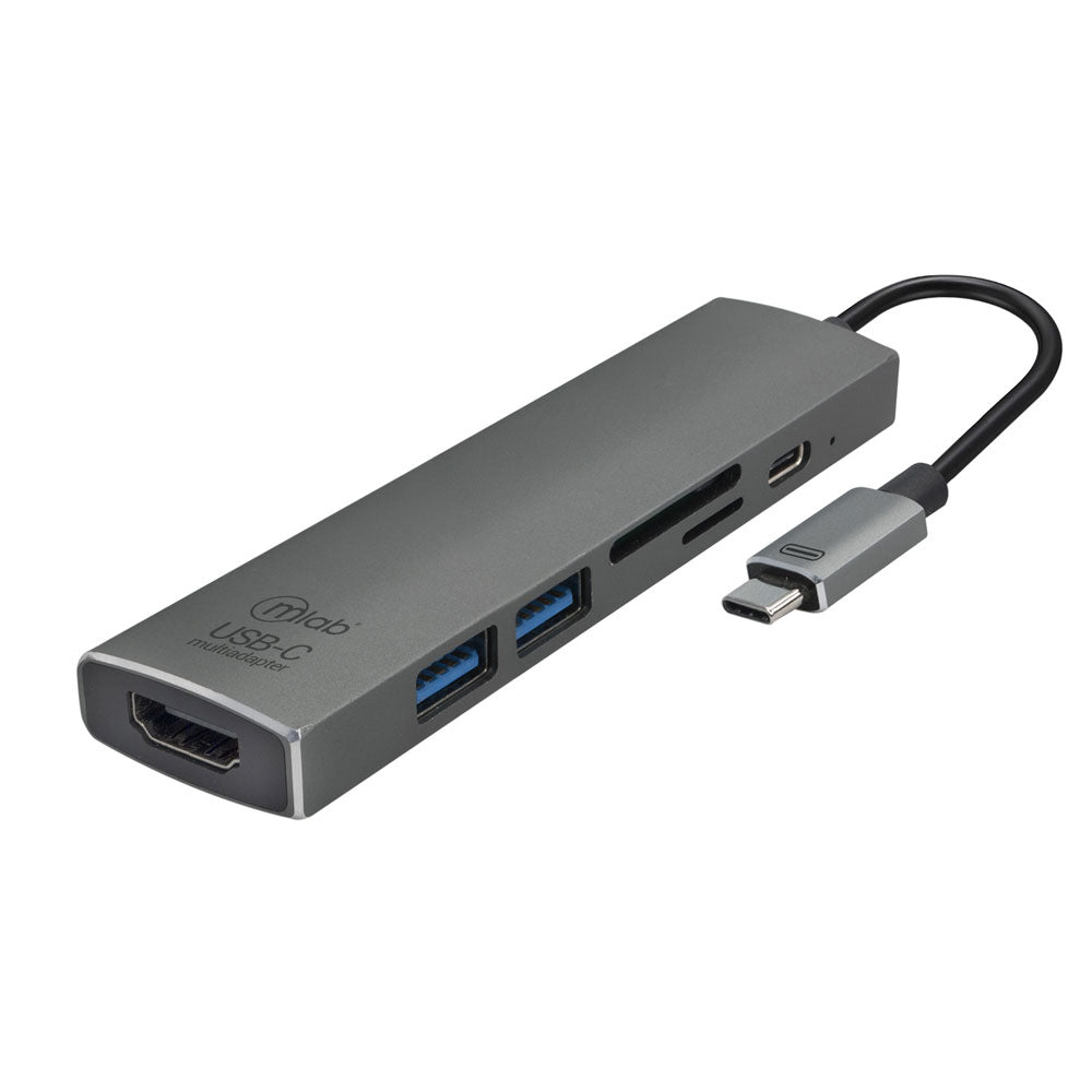 Adaptador MLab 8863 6 en 1 Tipo C a HDMI USB 3.0x2 SD TF PD