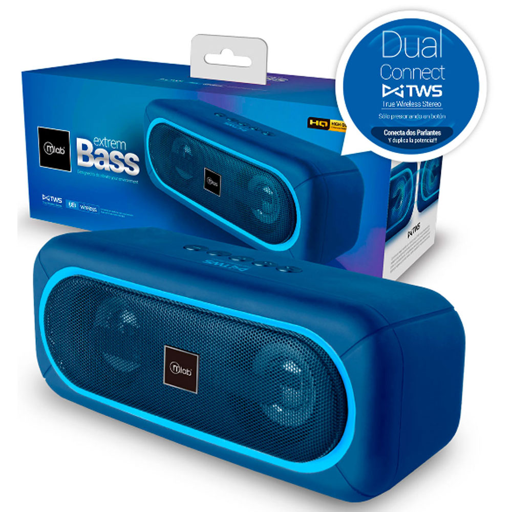 Parlante Mlab Extrem Bass Bluetooth TWS Azul