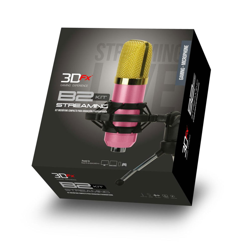 Kit de microfono 3DFX B2 Condensador Para streaming Rosado
