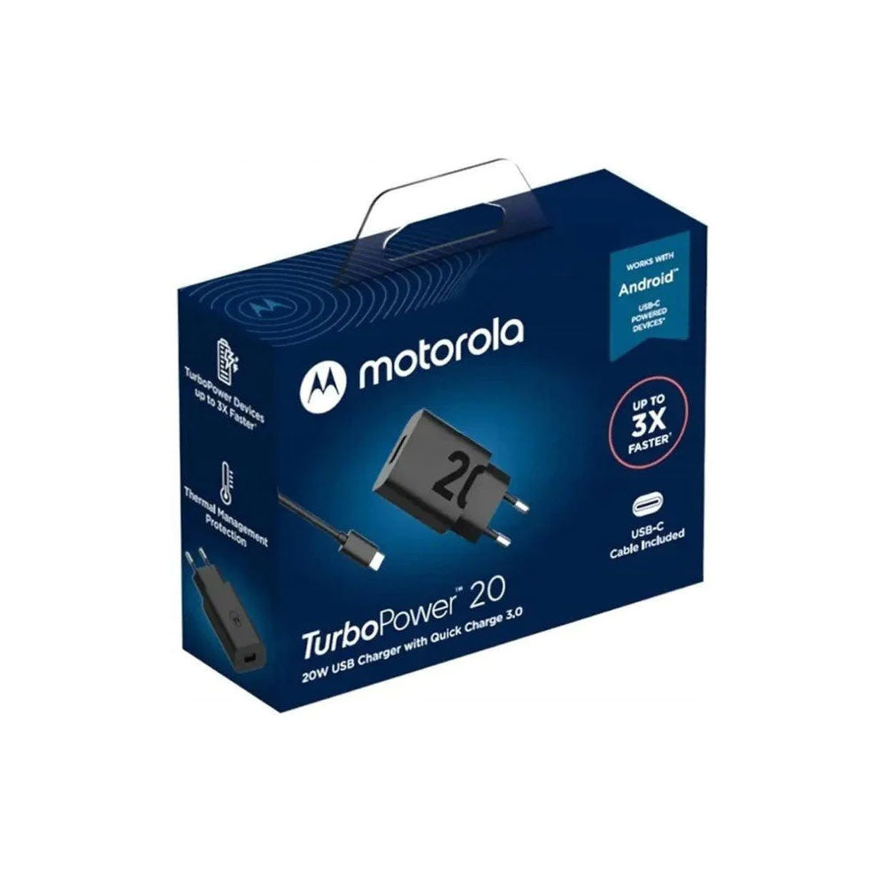 Cargador Motorola Turbo Power 20W Cable USB A 1m Negro
