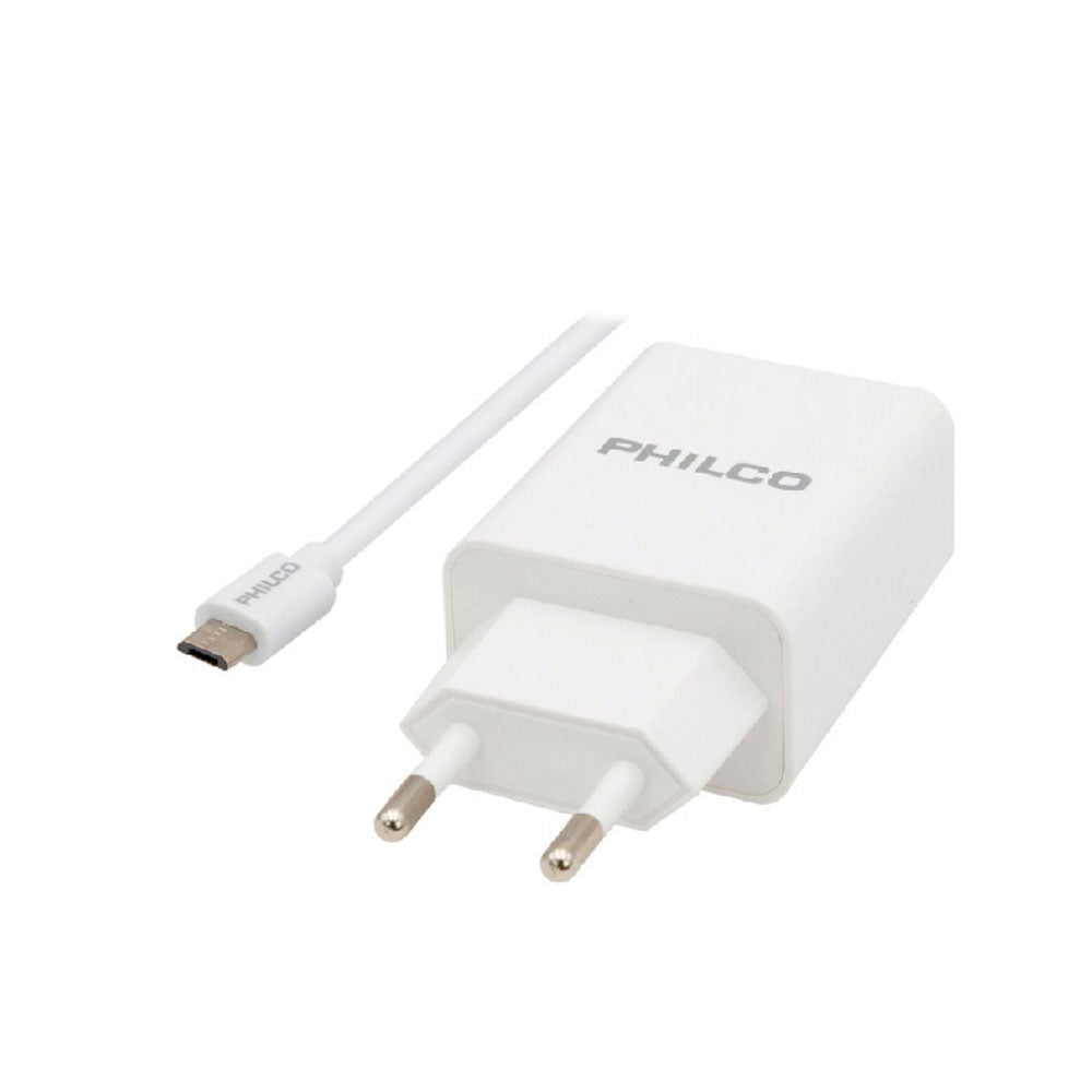 Cargador Philco 2.1A Doble USB con cable micro USB