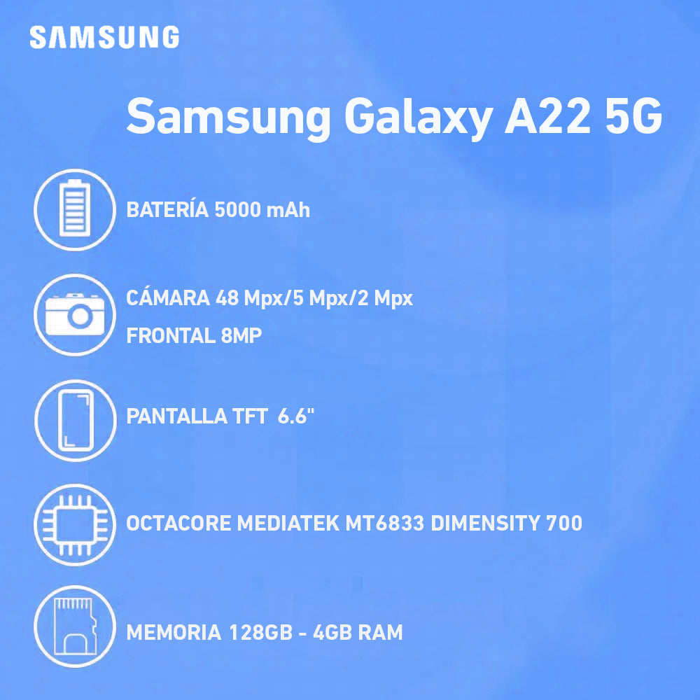 Samsung Galaxy A22 5G 128GB ROM 4GB RAM Negro