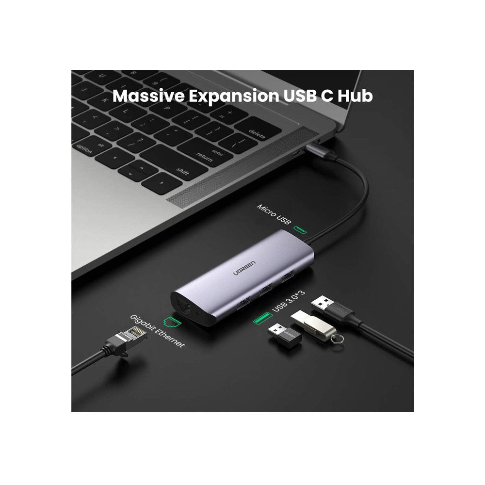 OPEN BOX- Hub Ugreen CM252 USB C a USB 3.0+ Gigabit Ethernet