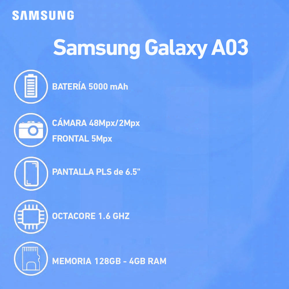 OPEN BOX - Samsung Galaxy A03 128GB ROM 4GB RAM Negro