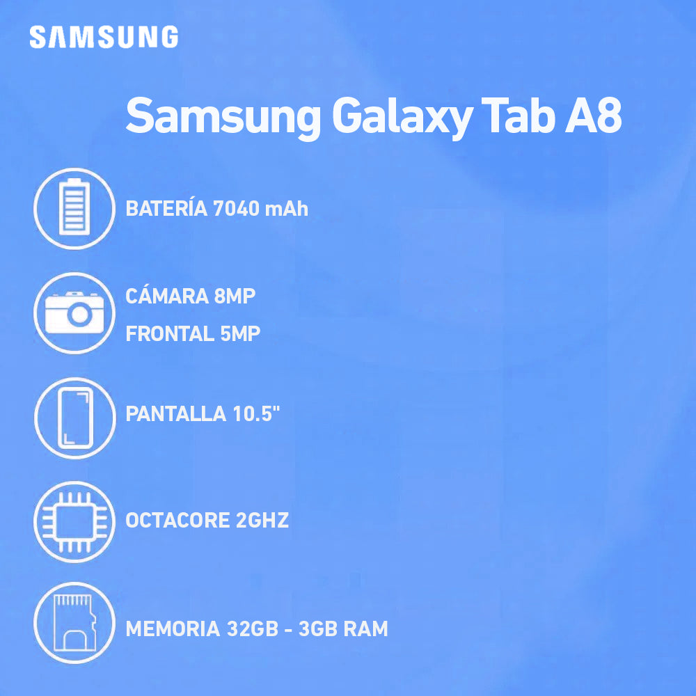 OPEN BOX- Tablet Samsung Galaxy Tab A8 + Book Cover 32GB ROM