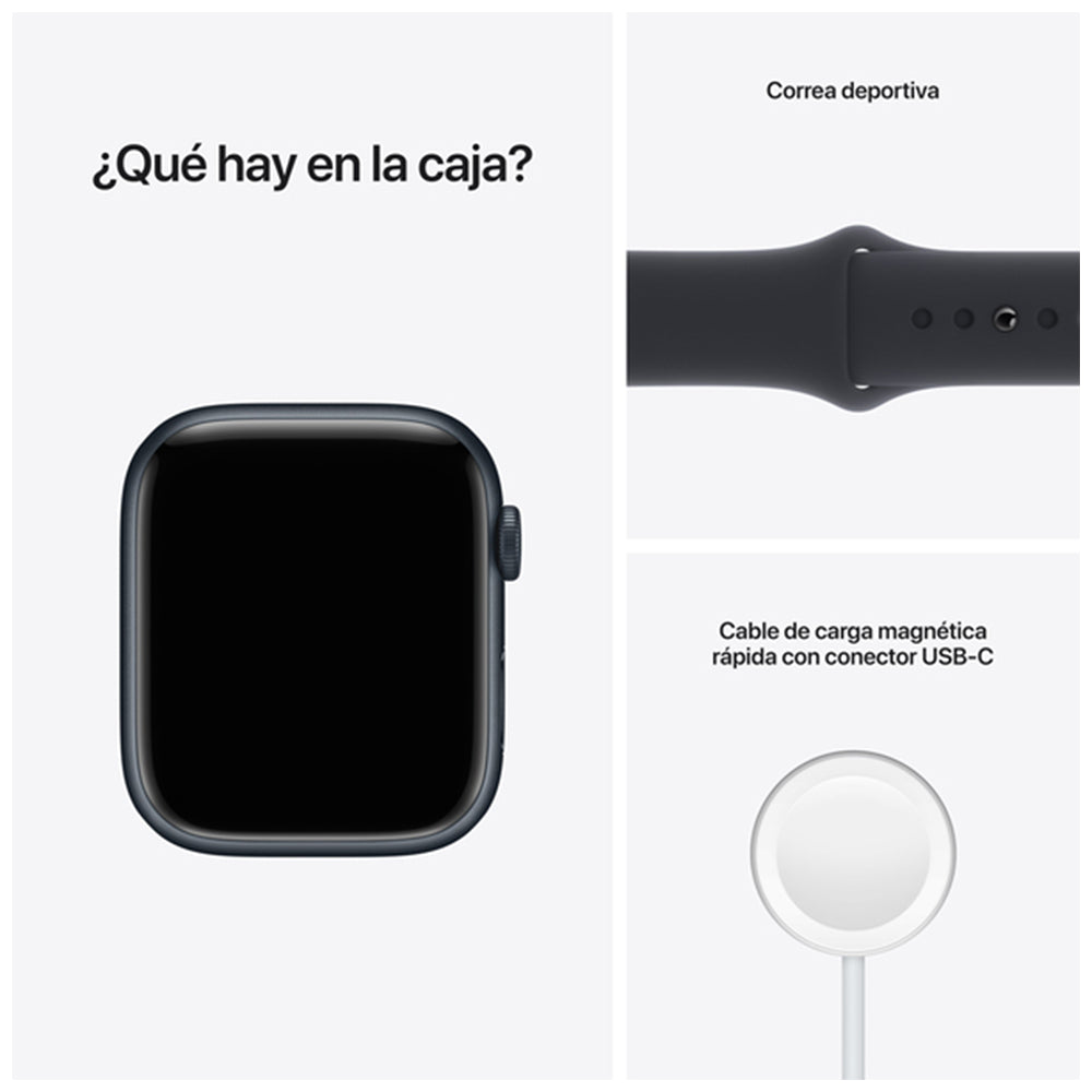 Apple Watch S7 GPS 45 mm Correa deportiva Negro
