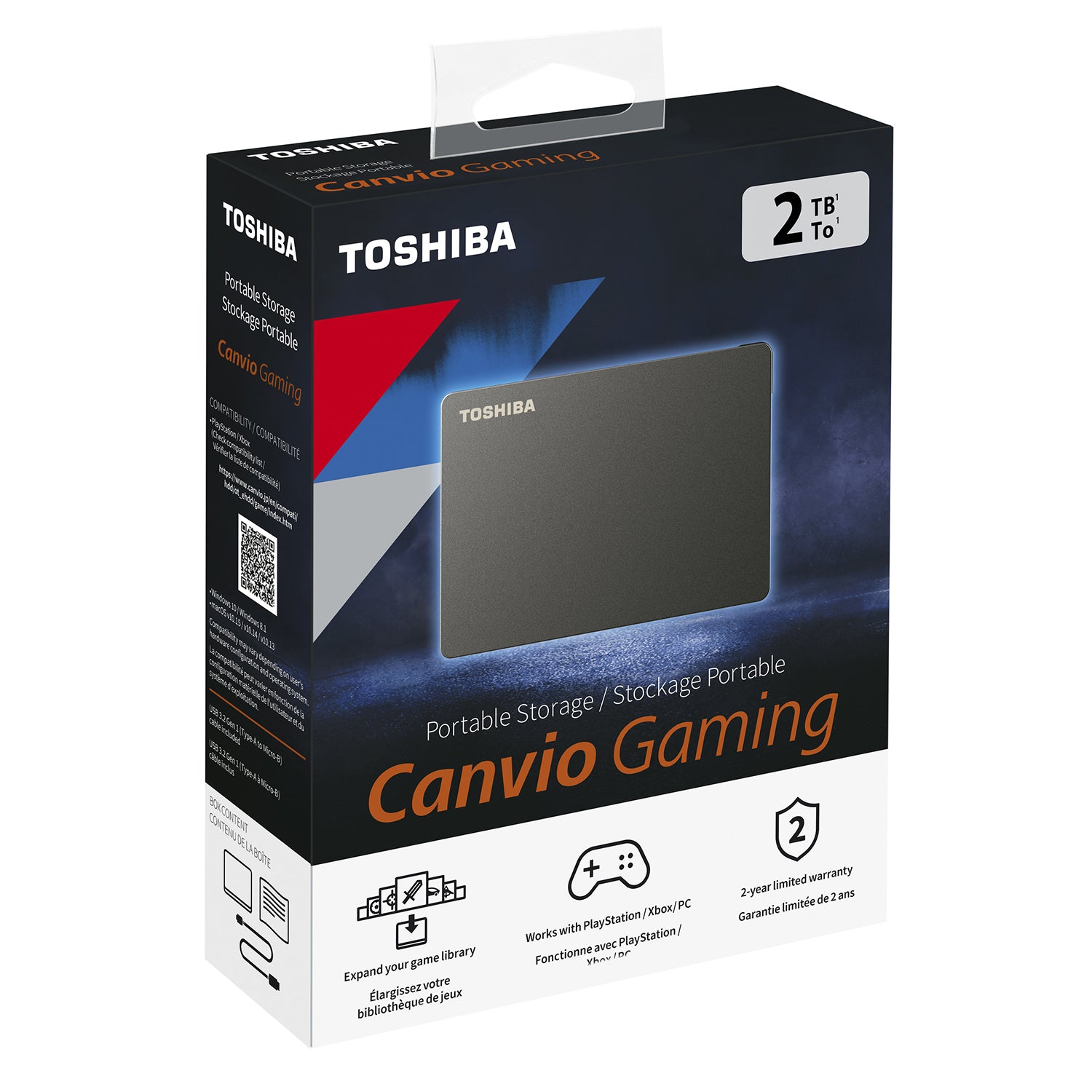Disco Duro Externo Toshiba 2TB Canvio Gaming Negro