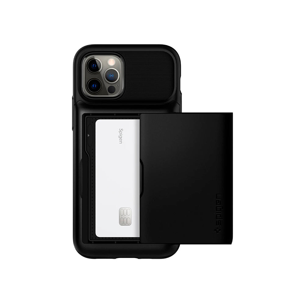 Carcasa Spigen iPhone 12 / 12 Pro Slim Armor Wallet Negra