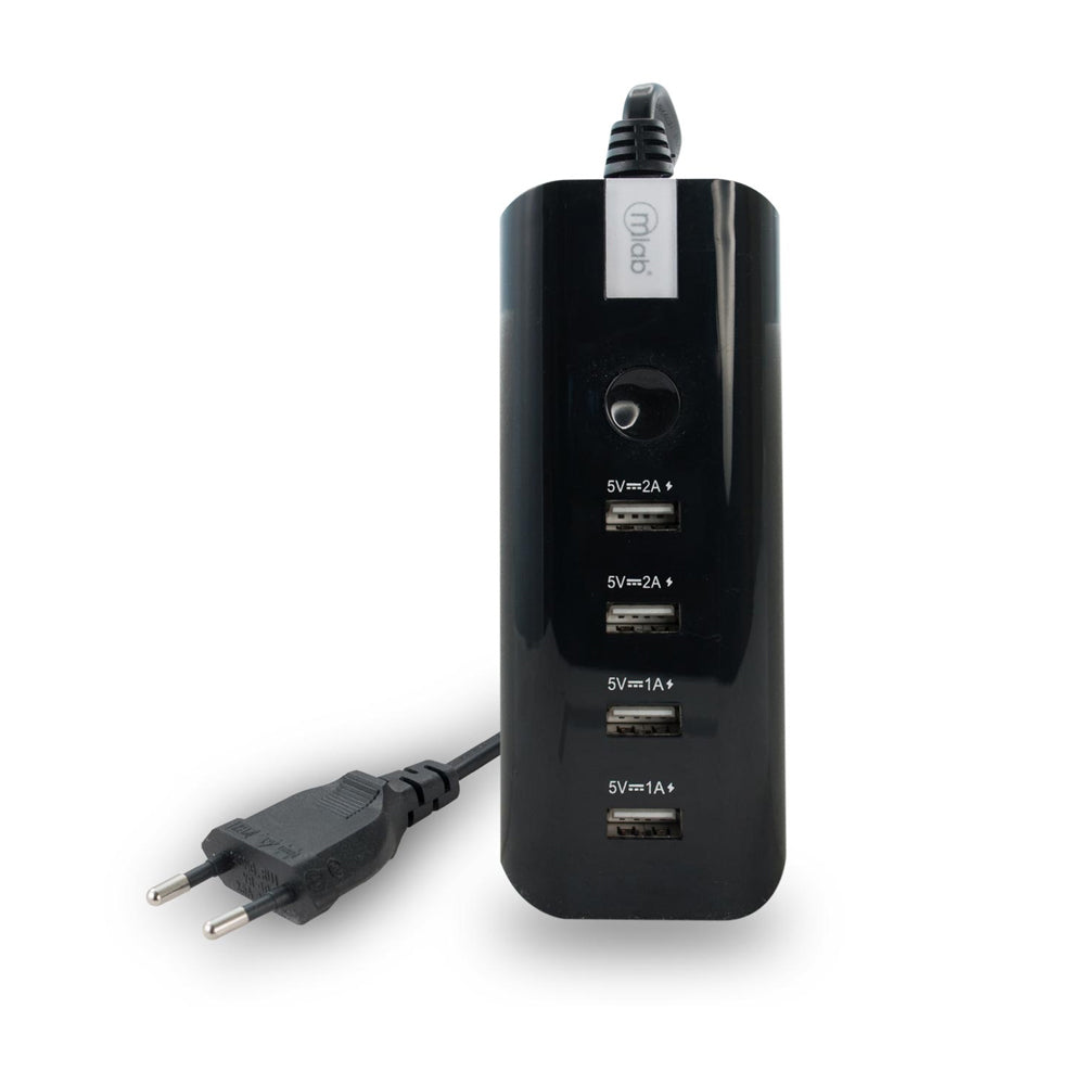 Multi Cargador MLab 4 USB 5V 2A 1,5m Negro