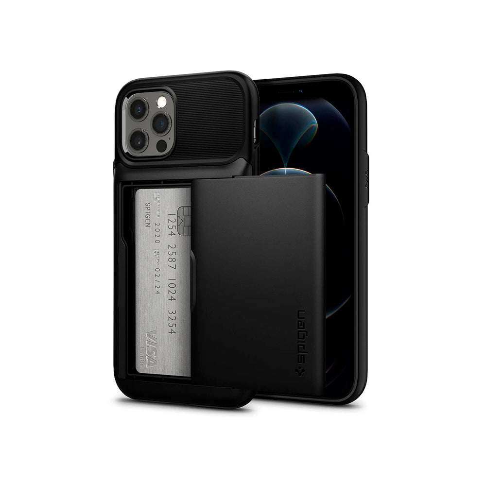 Carcasa Spigen para iPhone 12/12 Pro Slim Armor Wallet Negra