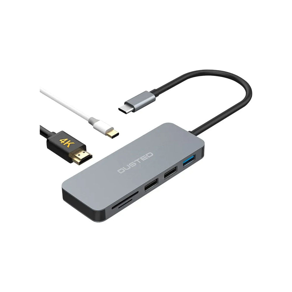 Hub Dusted USB C adaptador Multipuertos 7 en 1 Gris