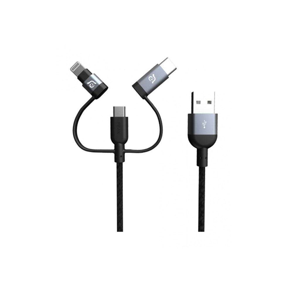 Adam Elements Cable triple USB-C,Lightning y microUSB 1.2 Mt