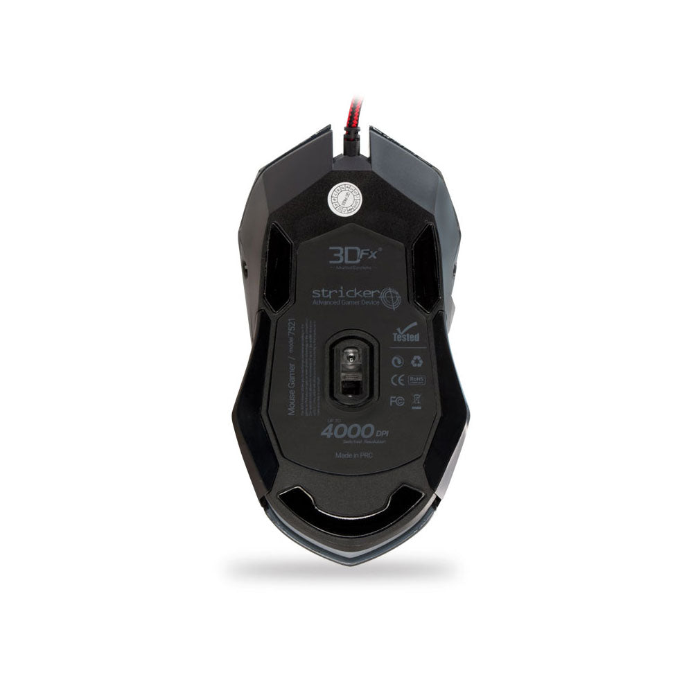 Mouse Gamer 3DFX Stricker 6 botones 4000 DPI Negro