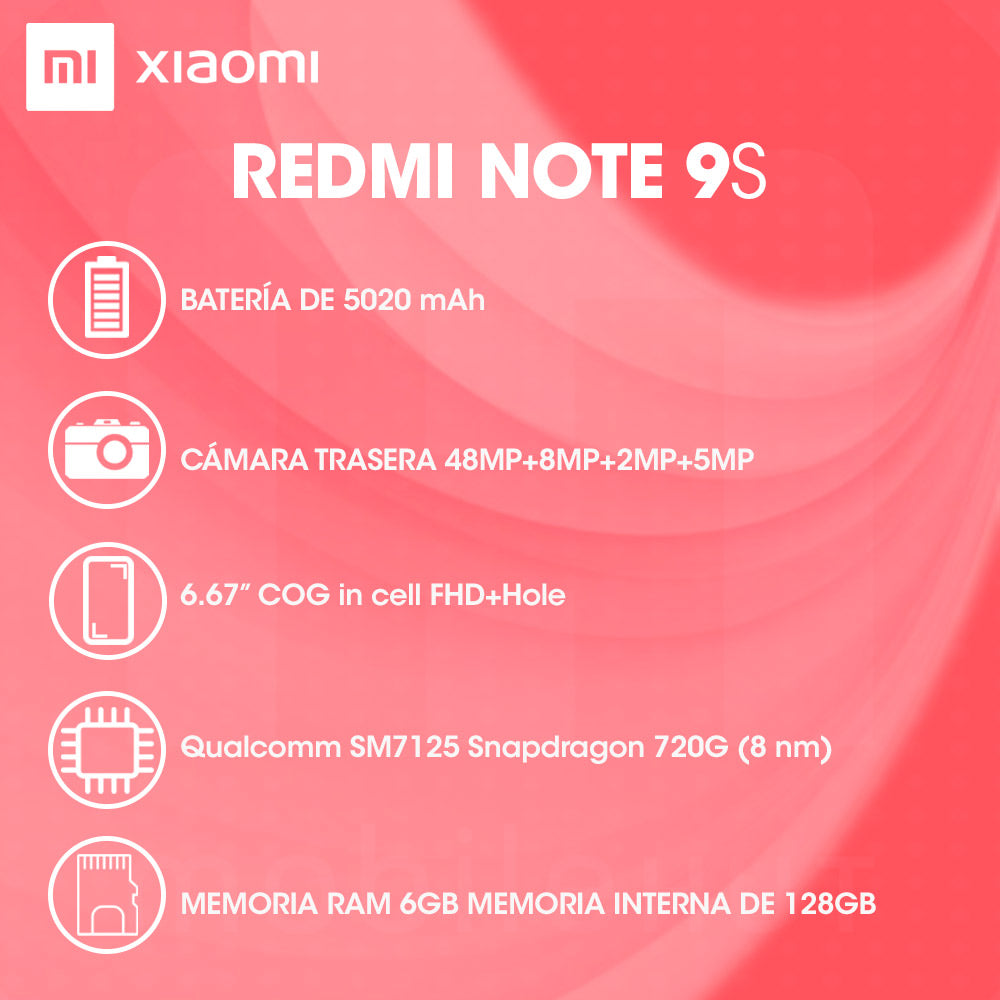 XIAOMI REDMI NOTE 9S 128GB ROM 6GB RAM