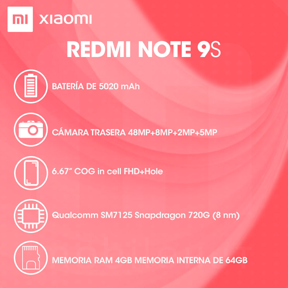 XIAOMI REDMI NOTE 9S 64GB ROM 4GB RAM