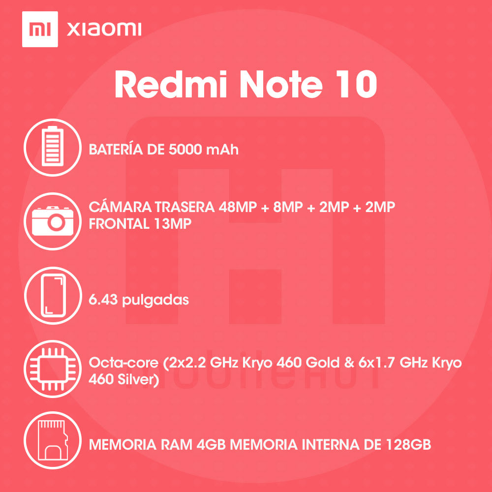 Xiaomi Redmi Note 10 128GB ROM 4GB RAM Blanco+Earbuds Basic2