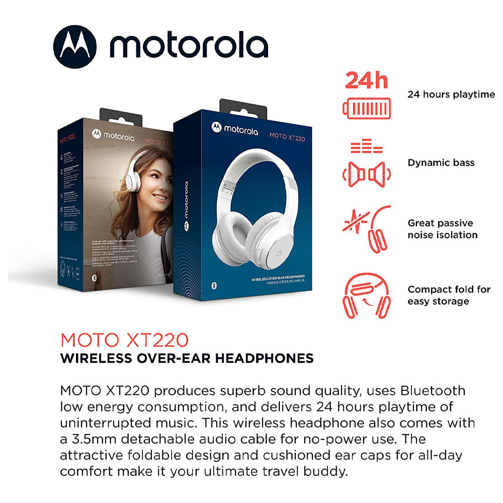 Audifonos Motorola XT 220 Over Ear Bluetooth Blanco