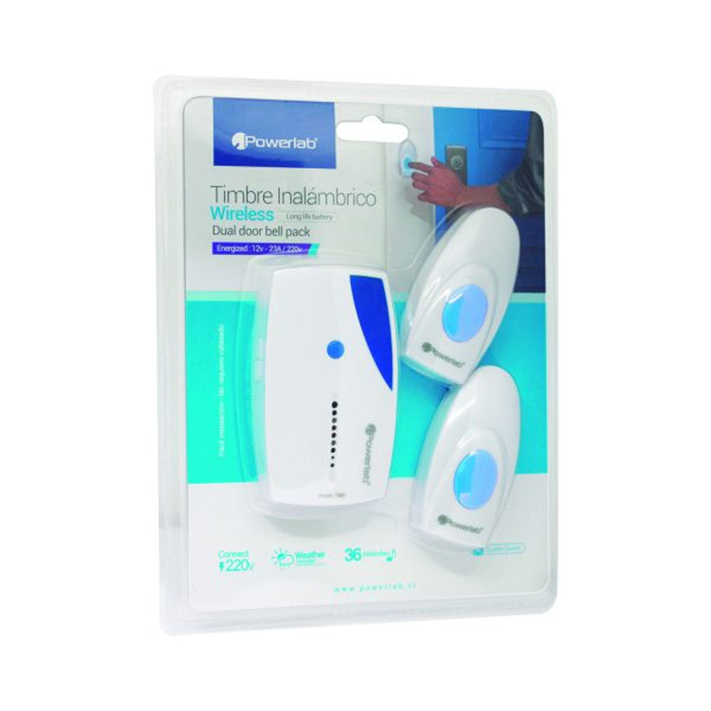 Timbre inalambrico Powerlab 7069 Dual Dorbell Pack Azul