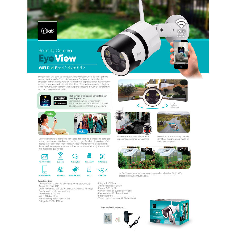 Camara de seguridad IP Mlab Eye View 9260 1080P WiFi Outdoor