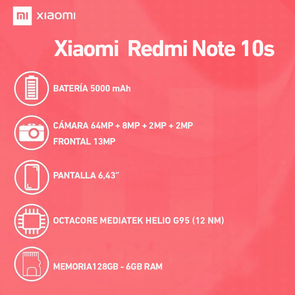 Xiaomi Redmi Note 10S 128GB ROM 6GB RAM Azul