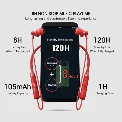 Audifonos Lenovo HE08 In Ear Bluetooth Neckband IPX5 Rojo