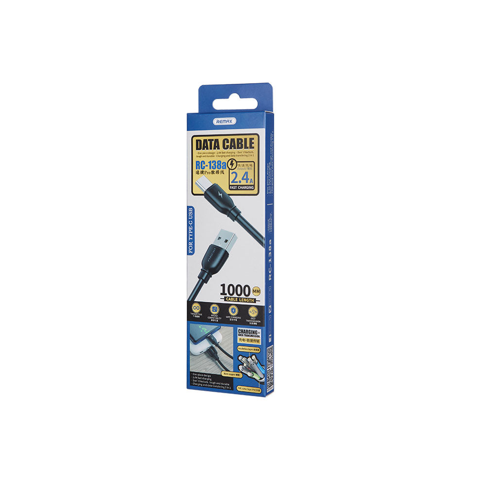 Cable Tipo C Remax data Suji Pro RC-138a Negro