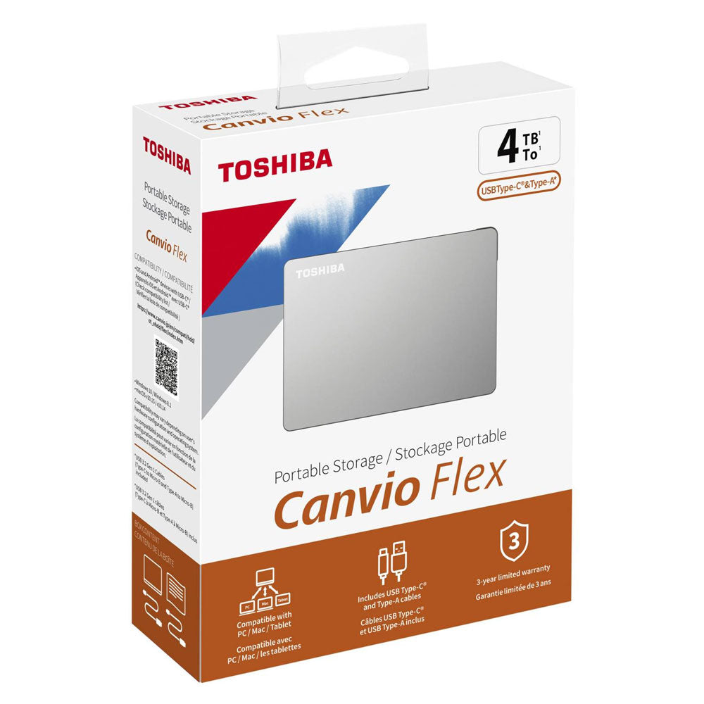 Disco Duro Externo Toshiba 4TB Canvio Flex Silver