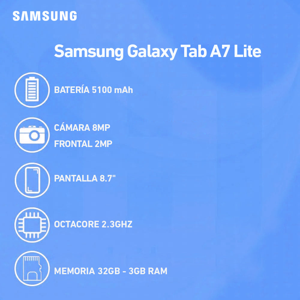 Tablet Samsung Galaxy Tab A7 Lite WiFi 32GB ROM 8.7 Pulgadas