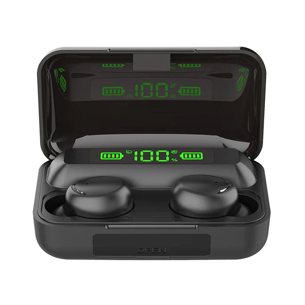 Audífonos Bluetooth 5.1 F9-32 In Ear TWS con Powerbank Negro