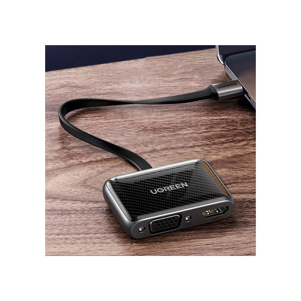 Adaptador Ugreen CM303 USB C a HDMI + VGA Negro